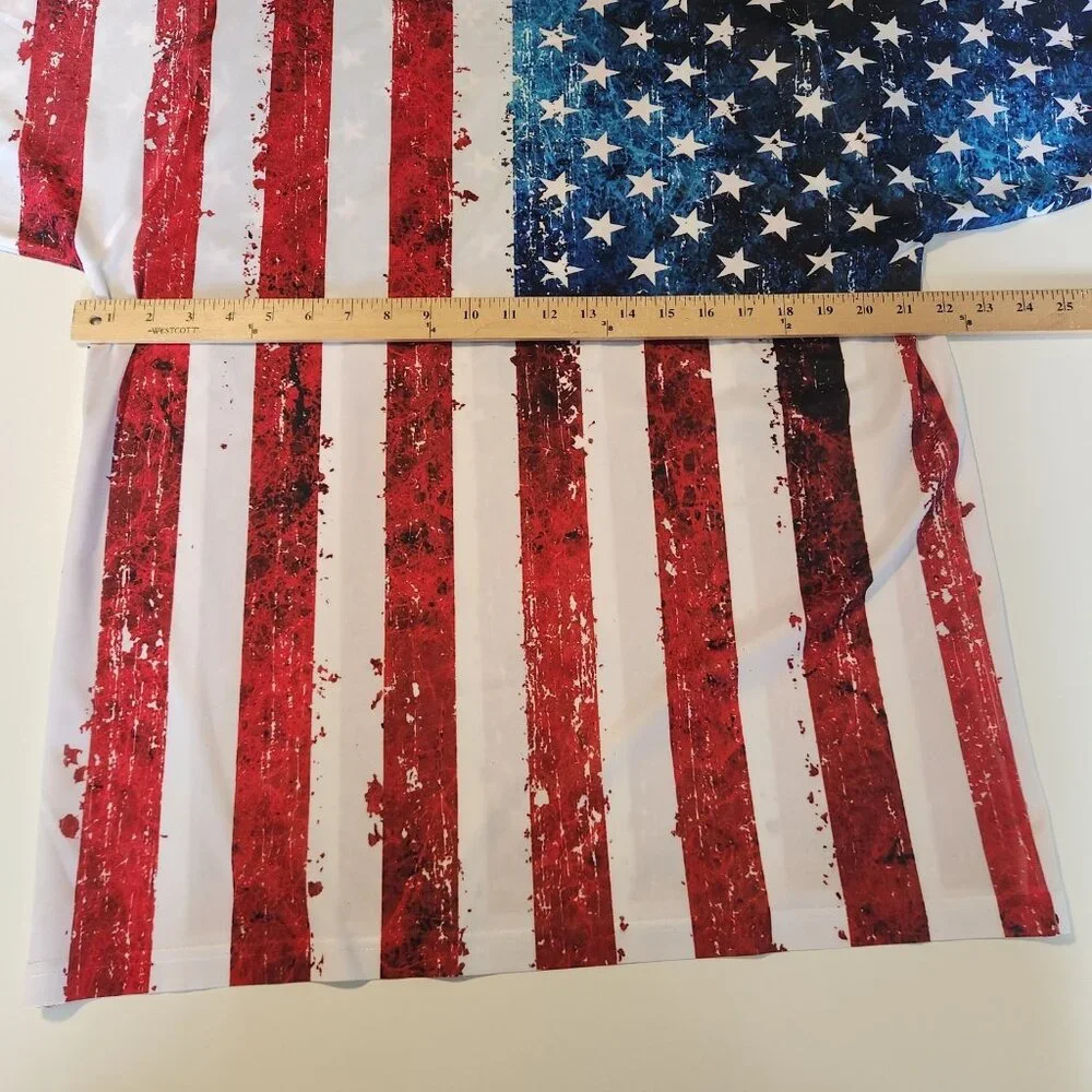 American‎ Summer Clothing American Flag T-Shirt Wrap Around Graphic Medium NEW